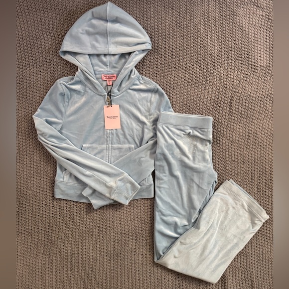 Juicy Couture Pants - NWT Juicy Couture Light Blue Velour Vintage Tracksuit Small